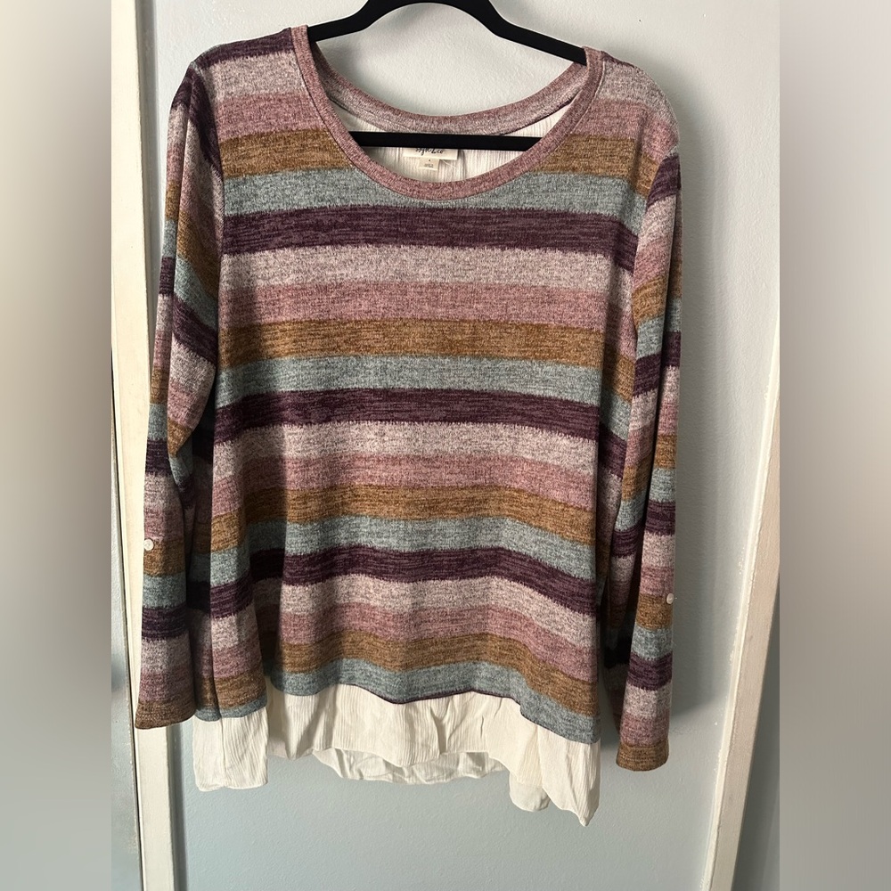 Women’s striped sweater with button fly open back